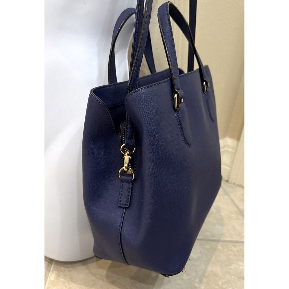 Kate Spade Evangelie Laurel Way Sapphire Blue Saffiano Leather Purse Tote *See - Picture 4 of 16